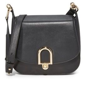 MICHAEL Michael Kors Delfina Black Leather Saddle Bag